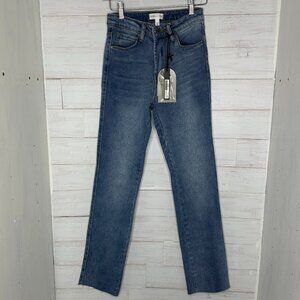 NWT Kendall & Kylie Womens Kouture High Rise Straight Jeans Size 1/2 Raw Hem